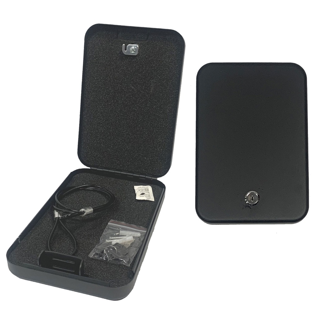 Stealthline Cable-Anchored Handgun Lock Box - Black Steel