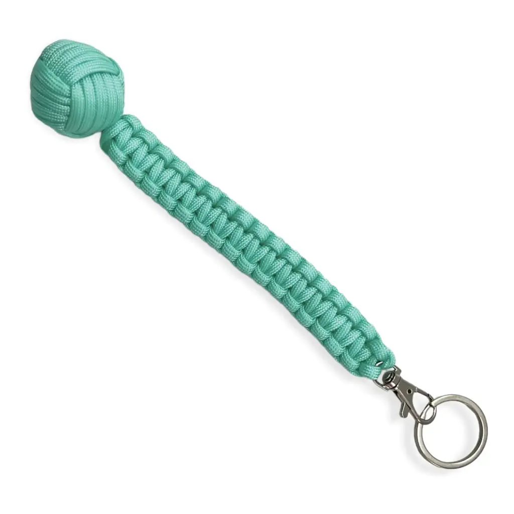 Harbor Knot Impact Monkey Fist Keychain - Teal Paracord