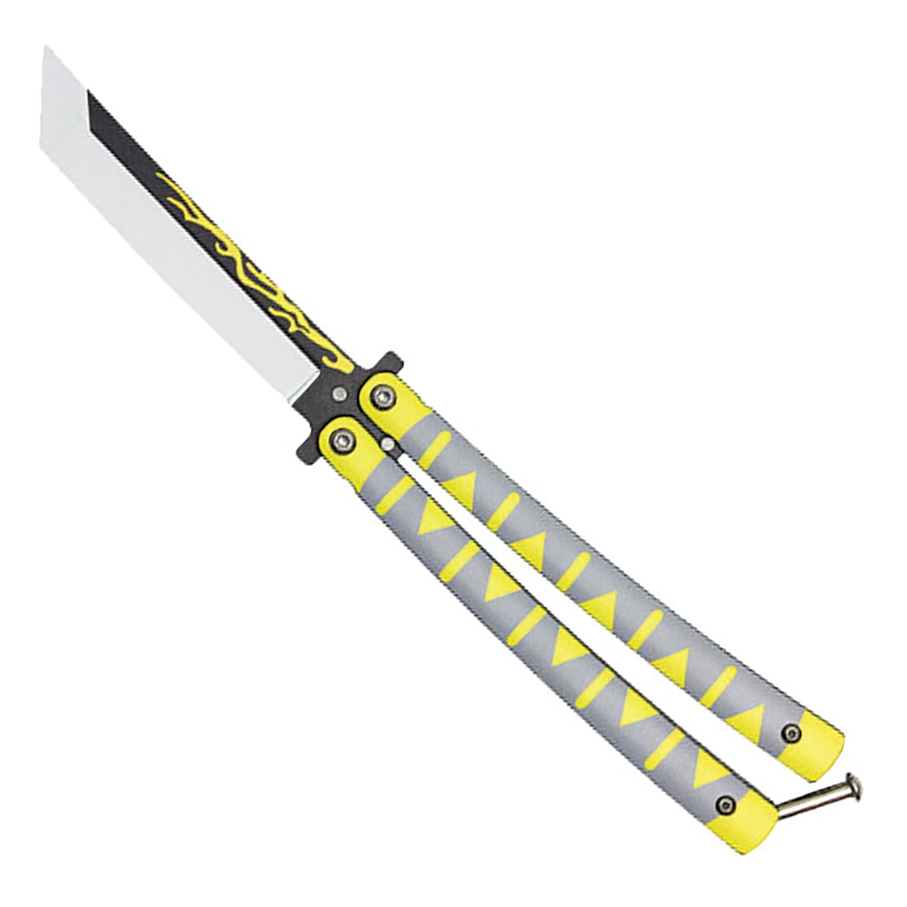 Inferno Spine Tanto-Balanced Butterfly Knife - Gray/Yellow