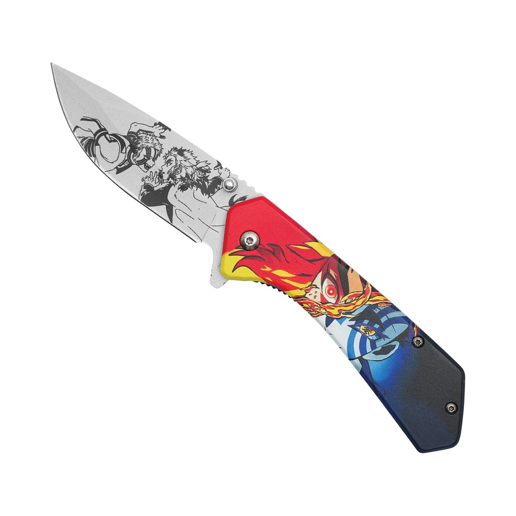 Flame Pillar Showdown Assisted Opening Knife - Demon Slayer Graphic