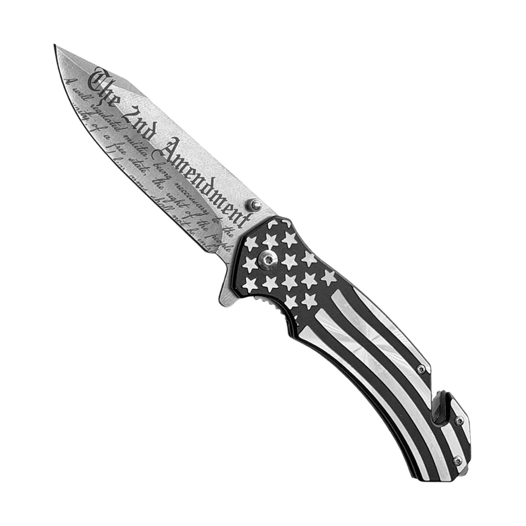 Liberty Response 2nd Amendment Spring Assisted Knife - Black Flag Steel