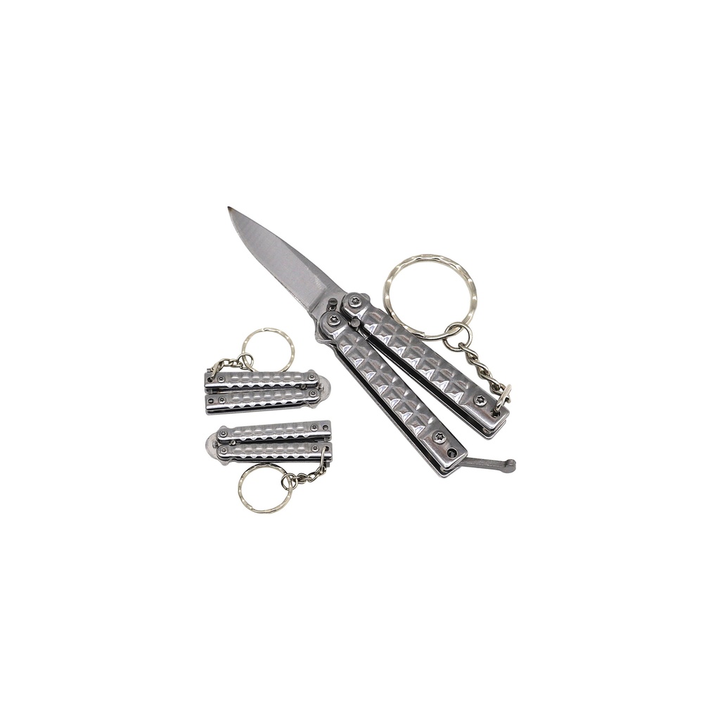 Chrome Pivot Pocket Flip Butterfly Knife - Keychain Chrome