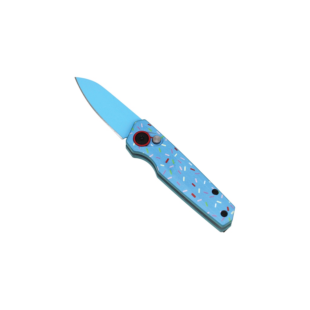 Cupcake Sprinkles Micro-Auto EDC Knife - Blue Titanium