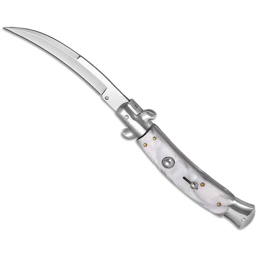 Raptor Talon Hawkbill Italian Stiletto Switchblade - White