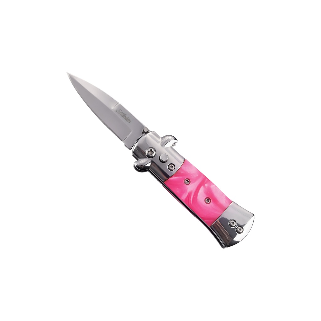 Whisper Strike Mini Stiletto Automatic Knife - Pink Marble