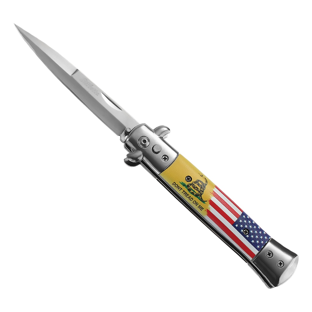 Gadsden Patriot Quick-Deploy Stiletto Switchblade - Black Wood