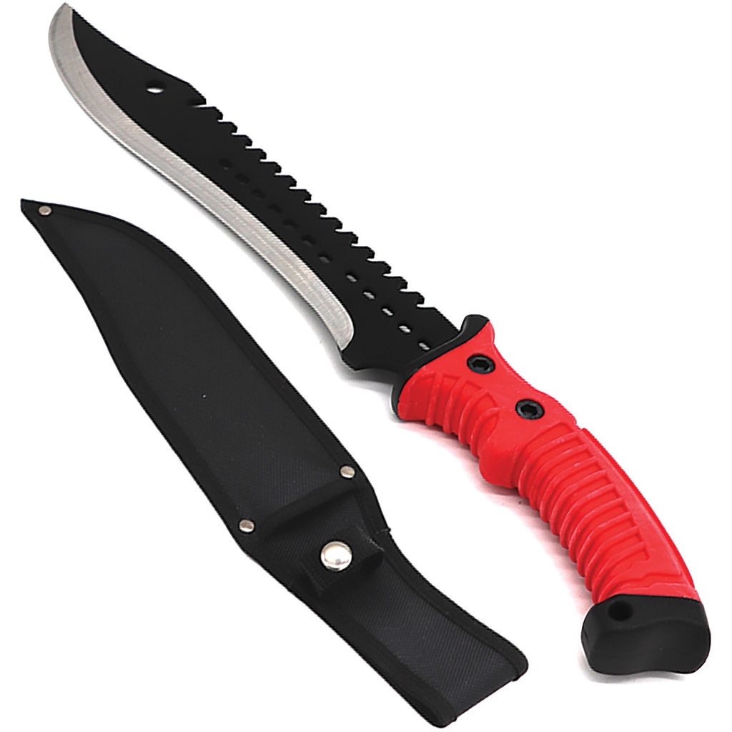 Redline Signal Full-Tang Tactical Fixed Blade Knife - Red/Black