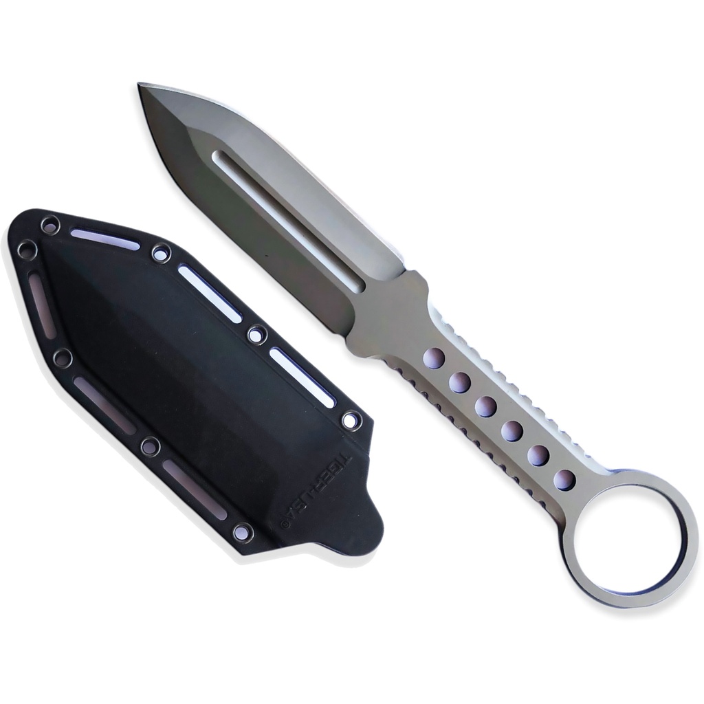 Prism Halo Double-Edge Boot Knife - Iridescent Steel