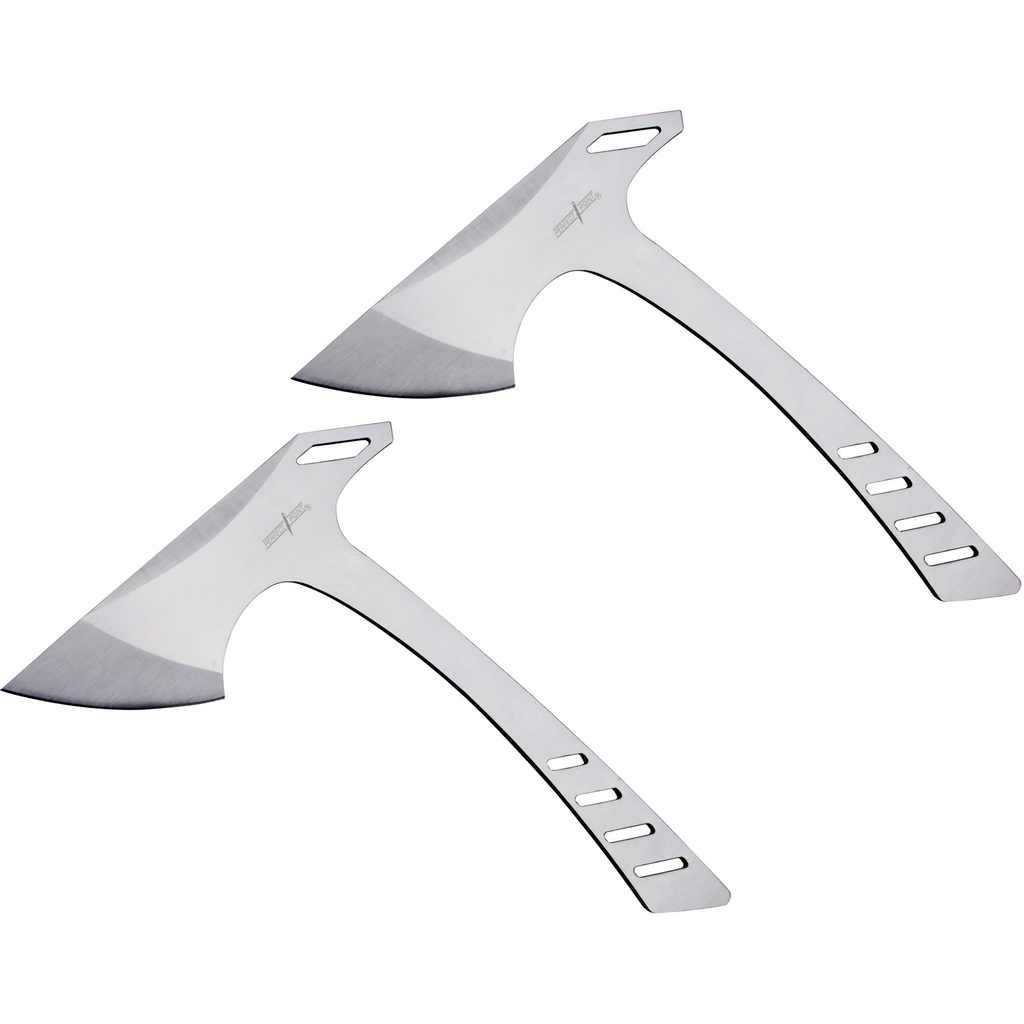 Skeleton Twin Balanced Throwing Axe Set - Matte Steel