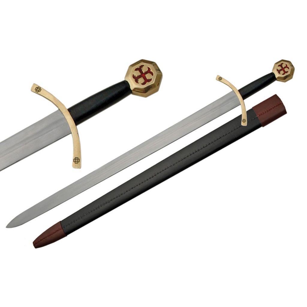 Crusader Cross Heraldry Display Sword - Black & Gold