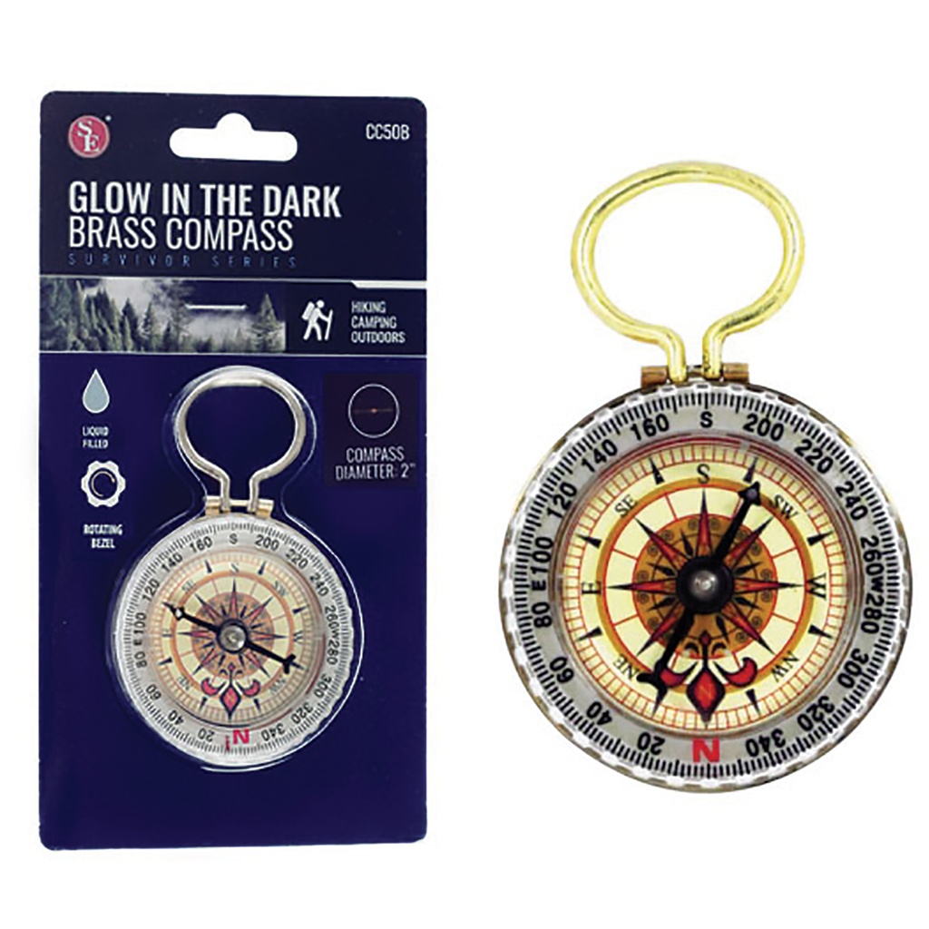 Night Rose Luminous Pocket Compass - Brass