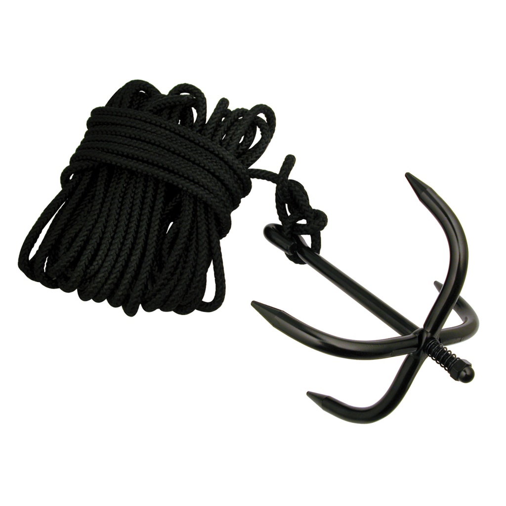 Tri-Claw Foldaway Utility Grappling Hook - Black Steel