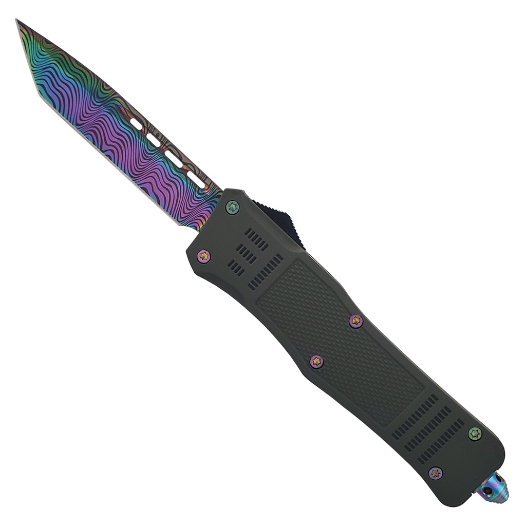 Prism Damascus Tanto + Rapid-Deploy OTF Knife - Matte Grey