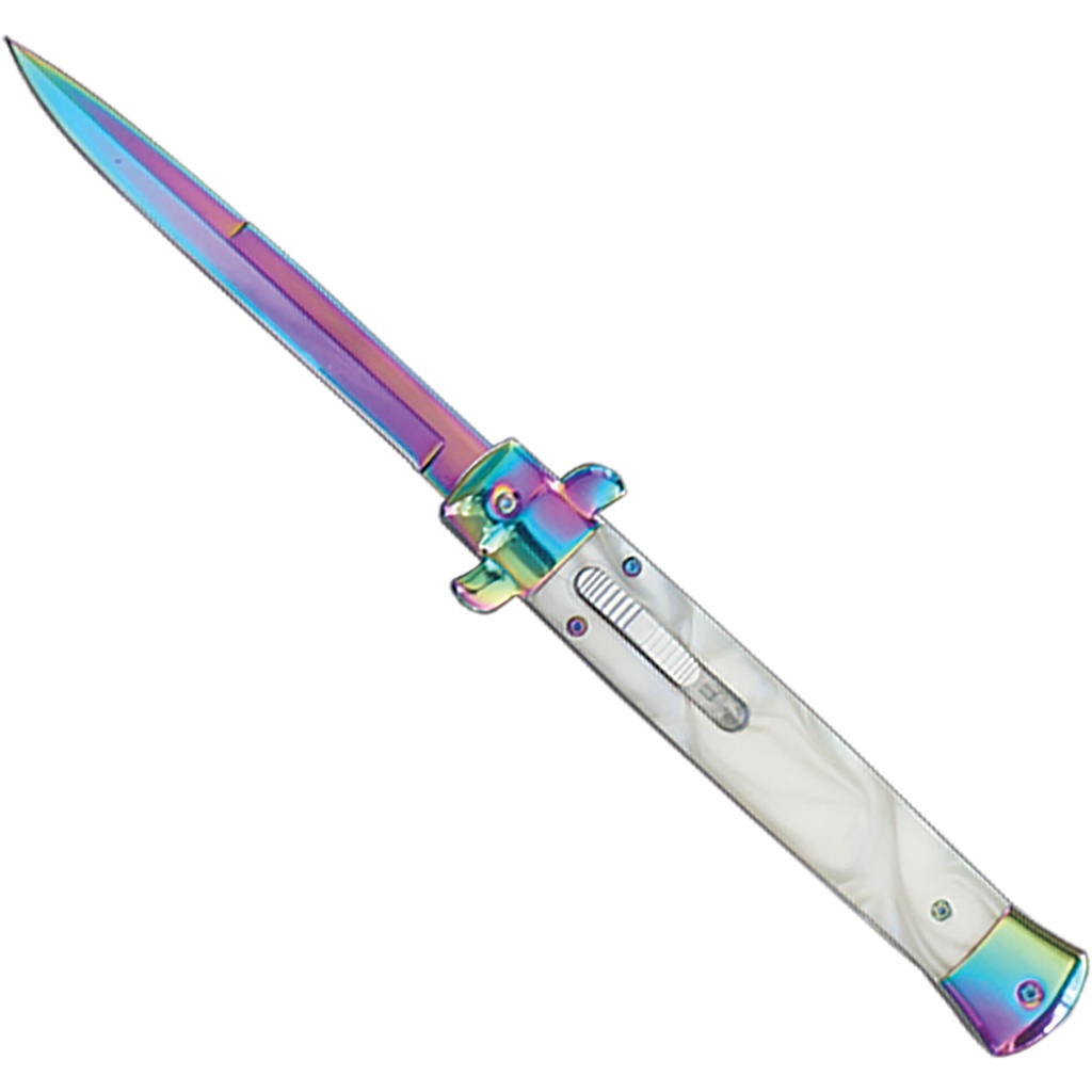 Milano Spectrum Tribute OTF Stiletto - White & Rainbow