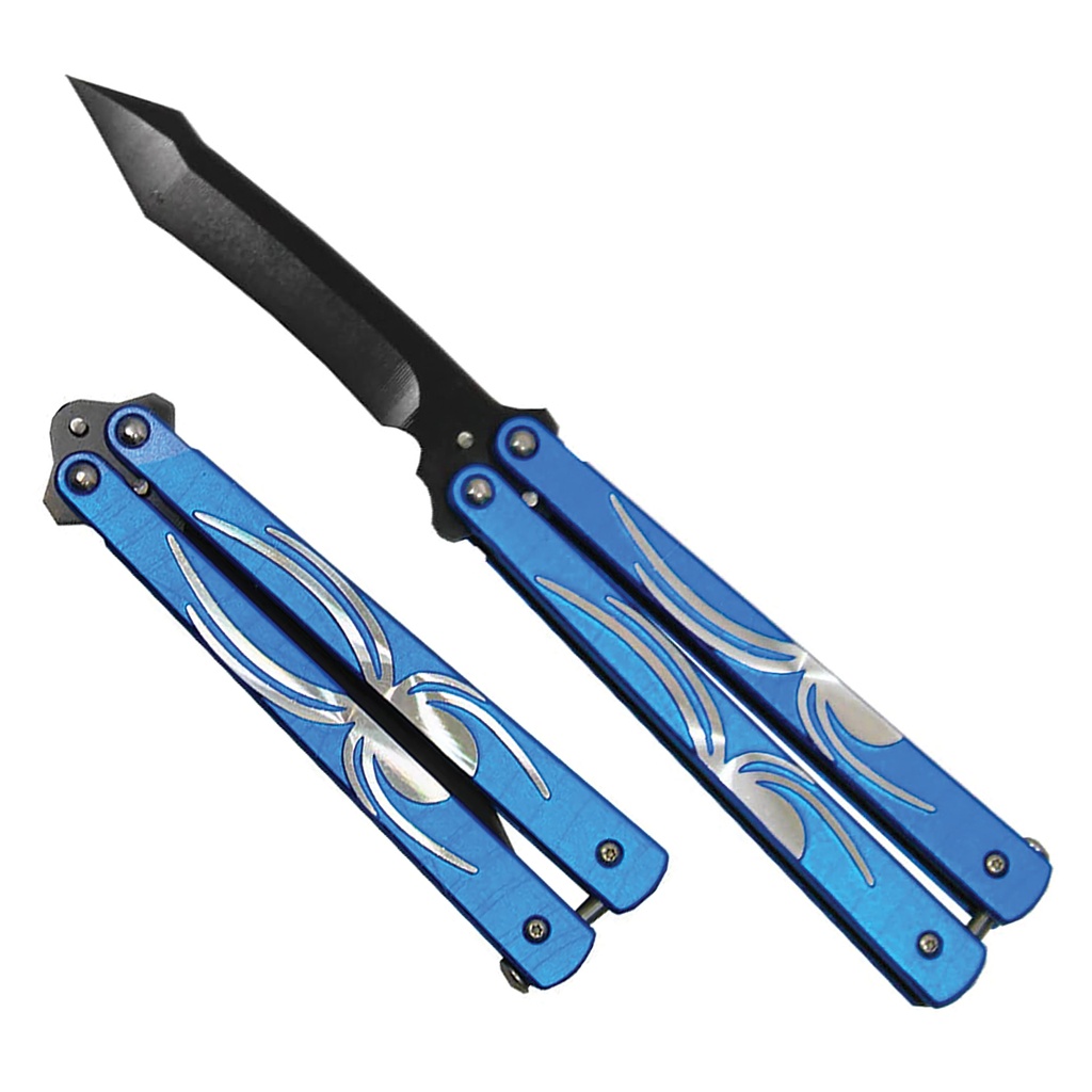 Spider Web Rhythm Balance Butterfly Knife Trainer - Blue Steel