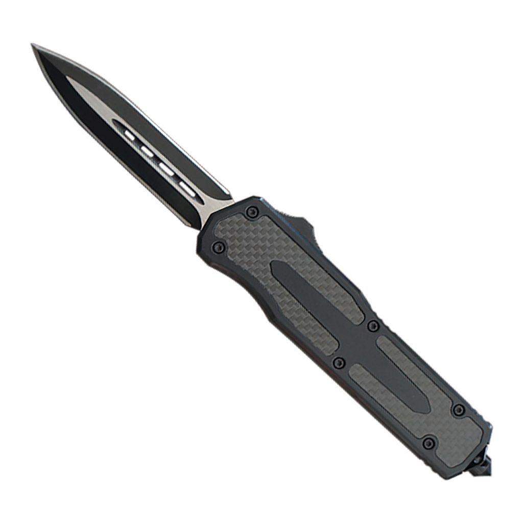 Carbon Weave Slide-Action OTF Knife - Black Carbon Fiber