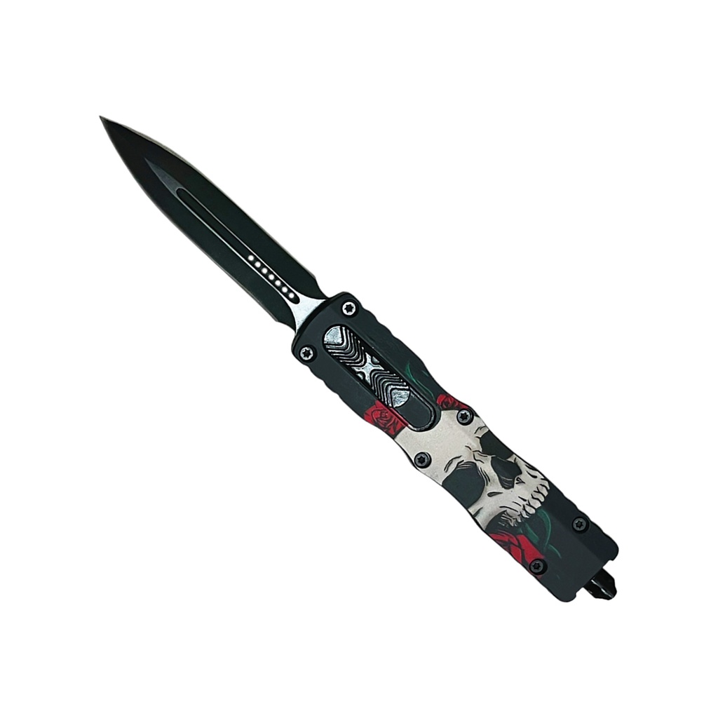 Skull Force Front-Switch OTF Knife - Matte Black