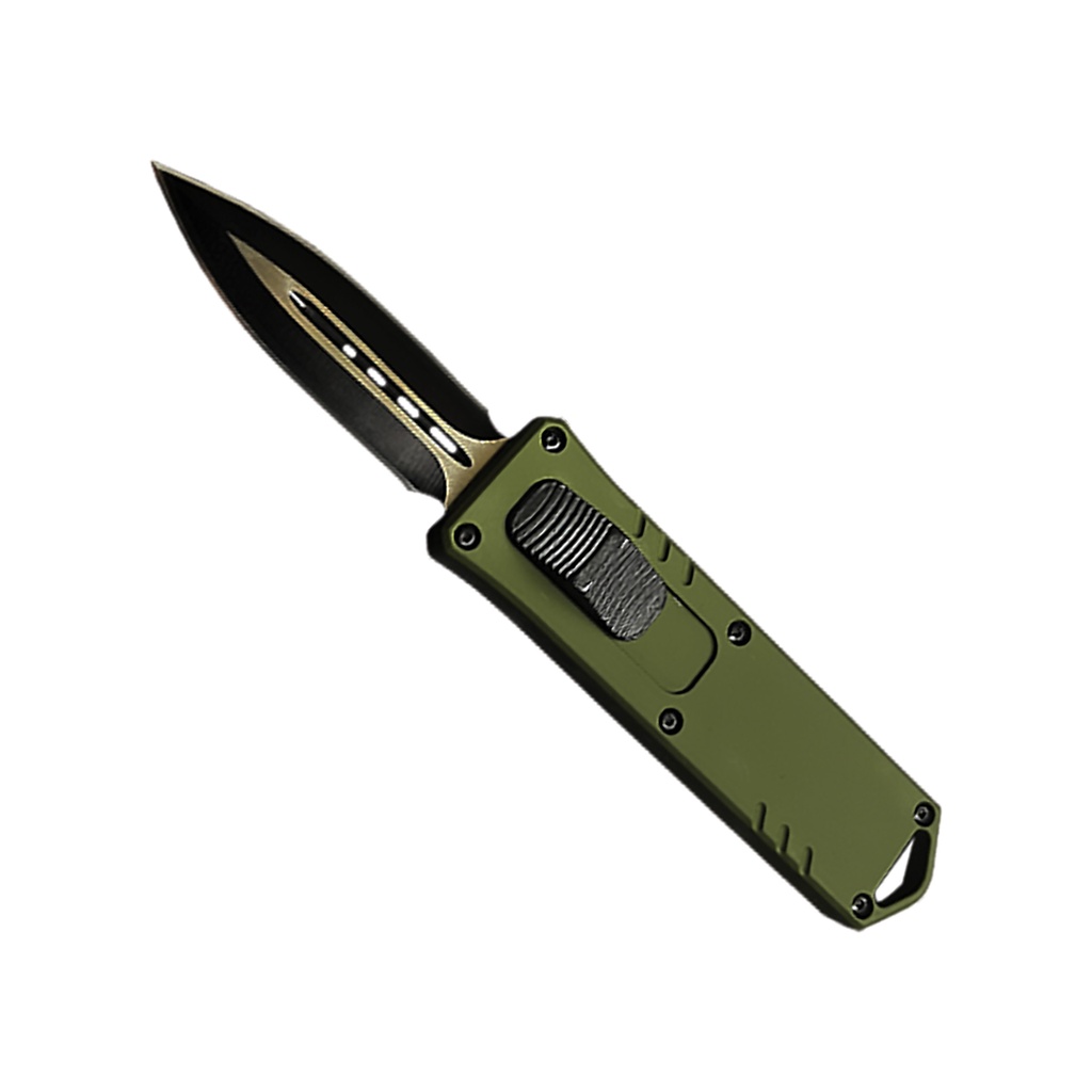 Stubby Front-Switch Rapid Deploy OTF Knife - Green Aluminum