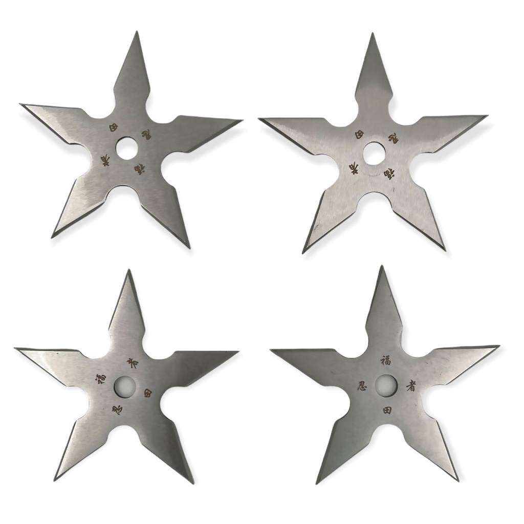NinjaQuartet Balanced-Five Throwing Stars - Silver