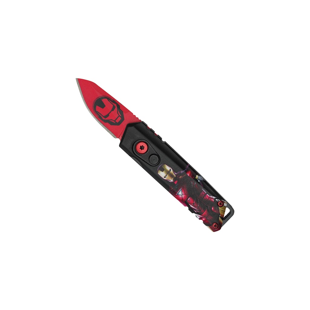 Iron Hero Micro Push-Button Automatic Knife - Red Blade