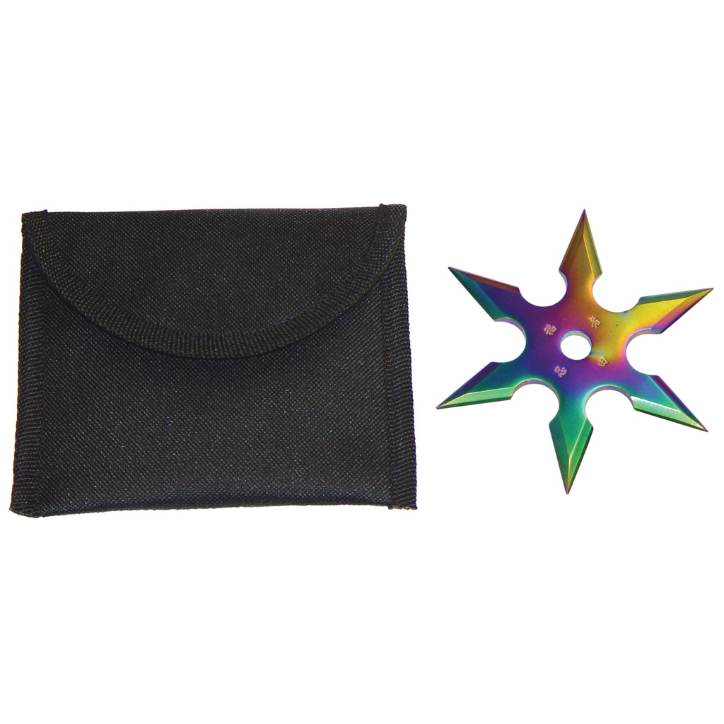 Prism Sigil Balanced 6-Point Throwing Star - Rainbow Titanium