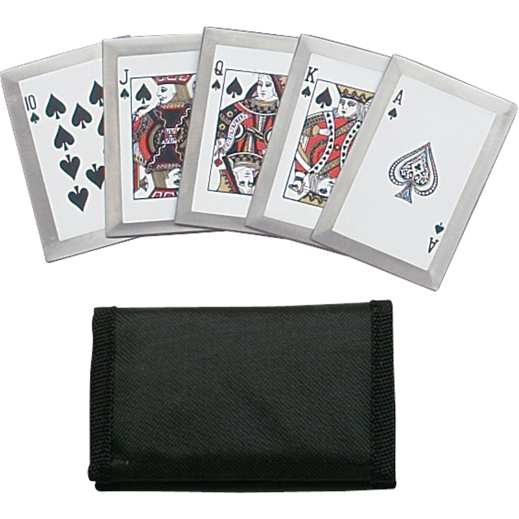 Royal Flush Spade-Edge Throwing Cards - Satin Steel