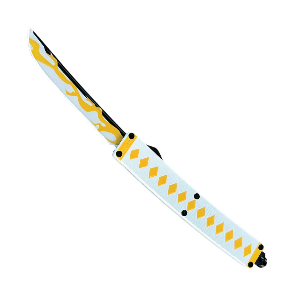Katana Flame Quick-Slide OTF Knife - White/Black