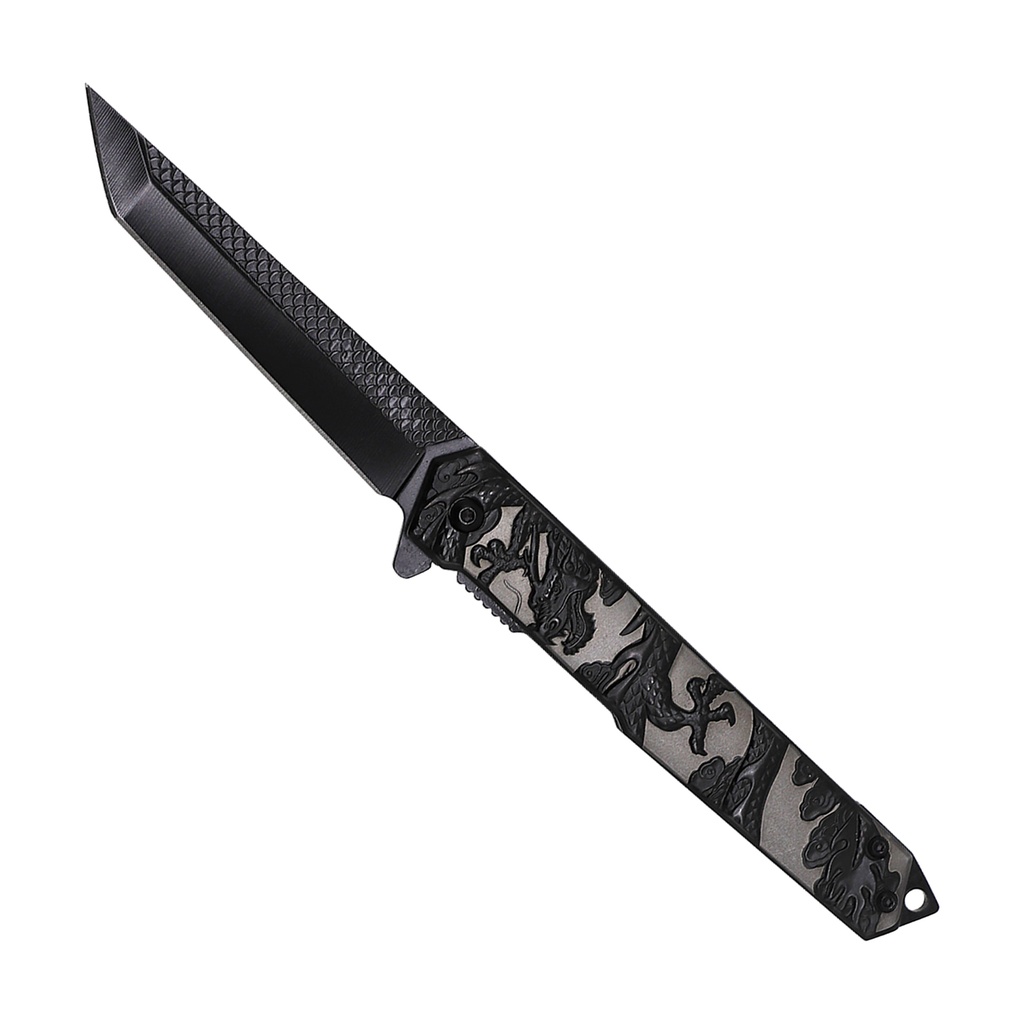 Dragon-Scale Quick-Strike Spring Assisted Knife - Matte Black