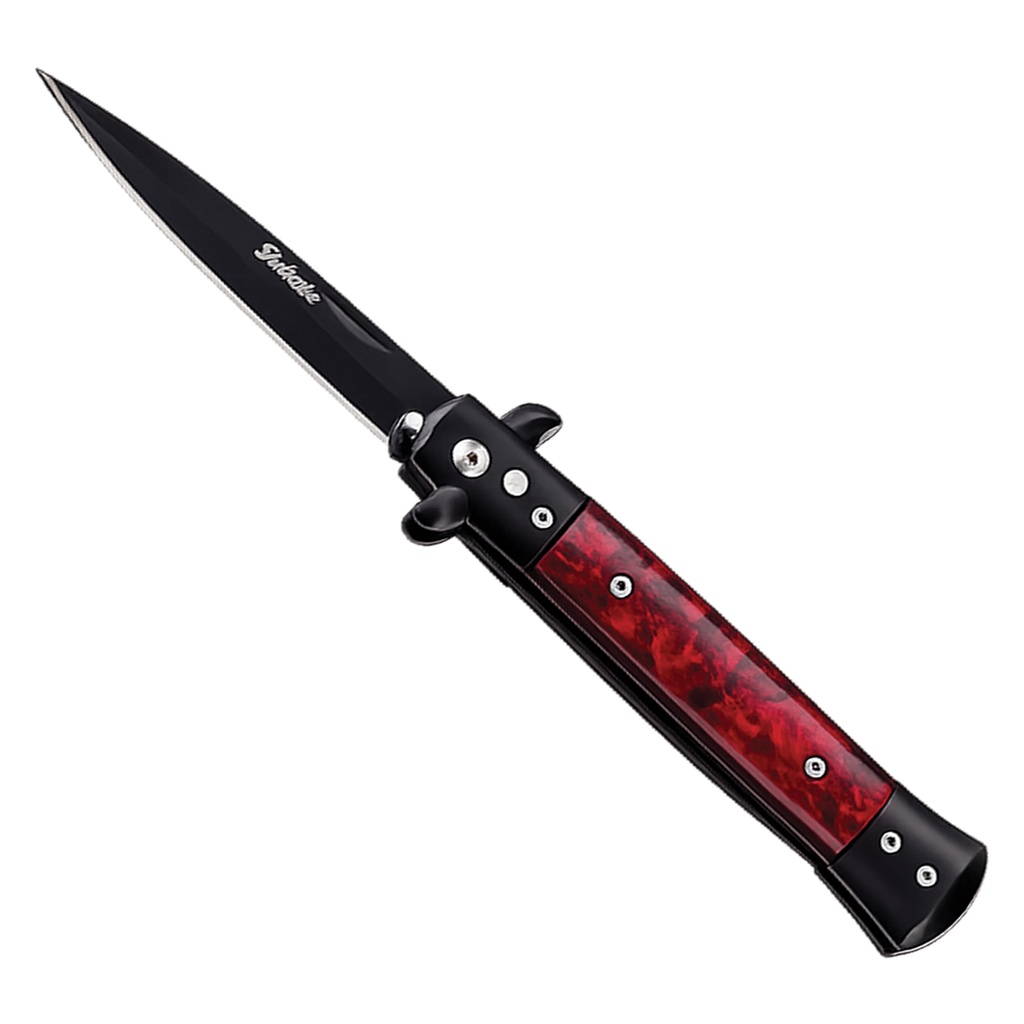 Milano Snap Stiletto Automatic Knife - Red Marble