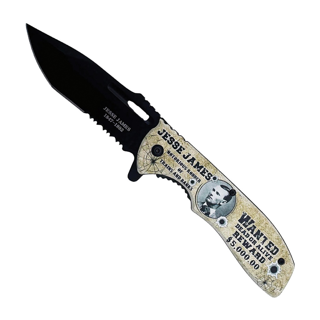 Wanted Outlaw Quick-Deploy Assisted Opening Knife - Printed Aluminum