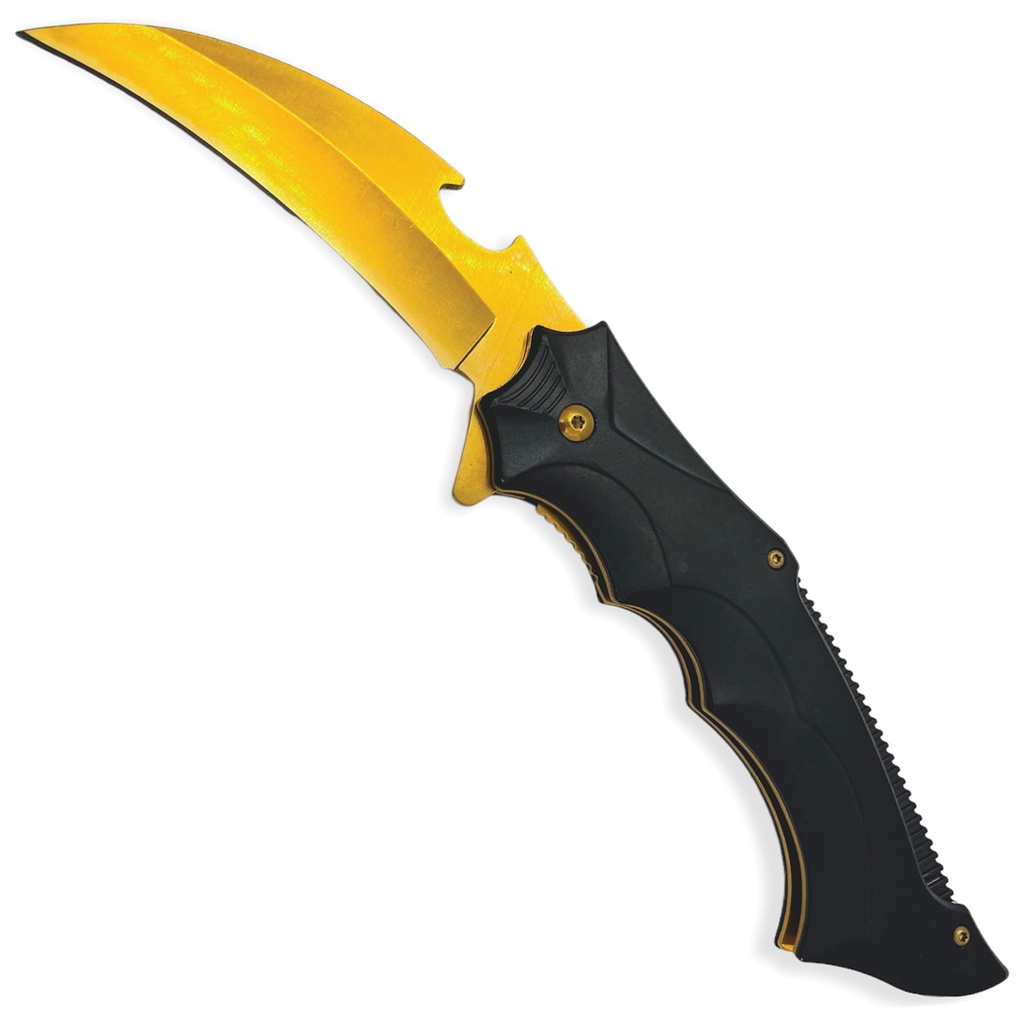 Raven Strike Spring-Assisted Karambit Knife - Black/Gold