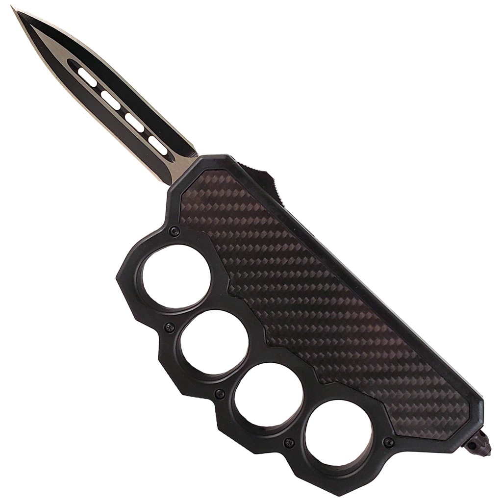 Knuckle-Guard Front-Button OTF Knife - Carbon Fiber