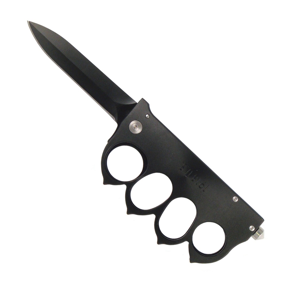 Trench‑Guard Rapid‑Deploy Folding Knuckle Knife - Midnight Black