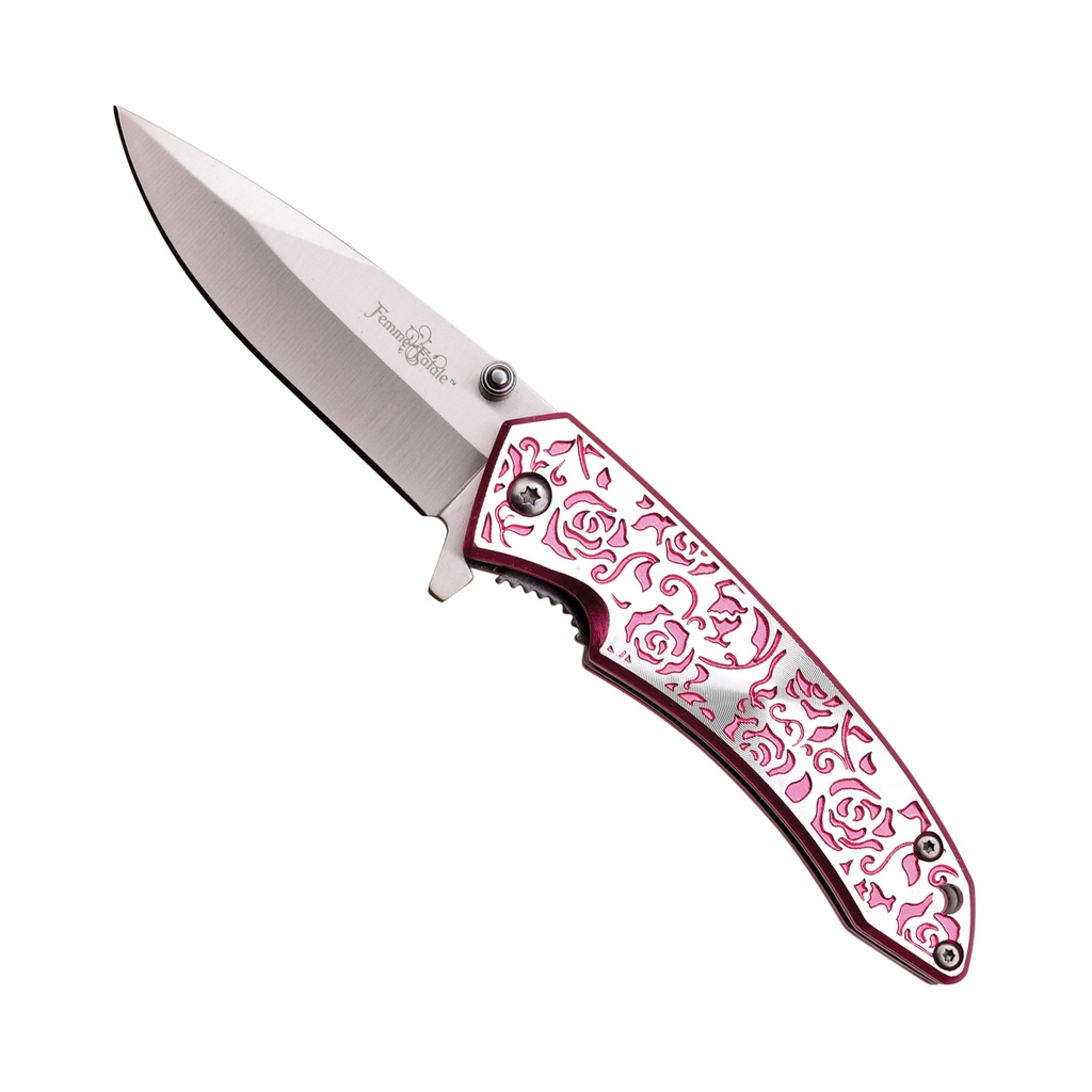 Velvet Thorn Spring-Assisted Pocket Knife - Rose Pink Aluminum