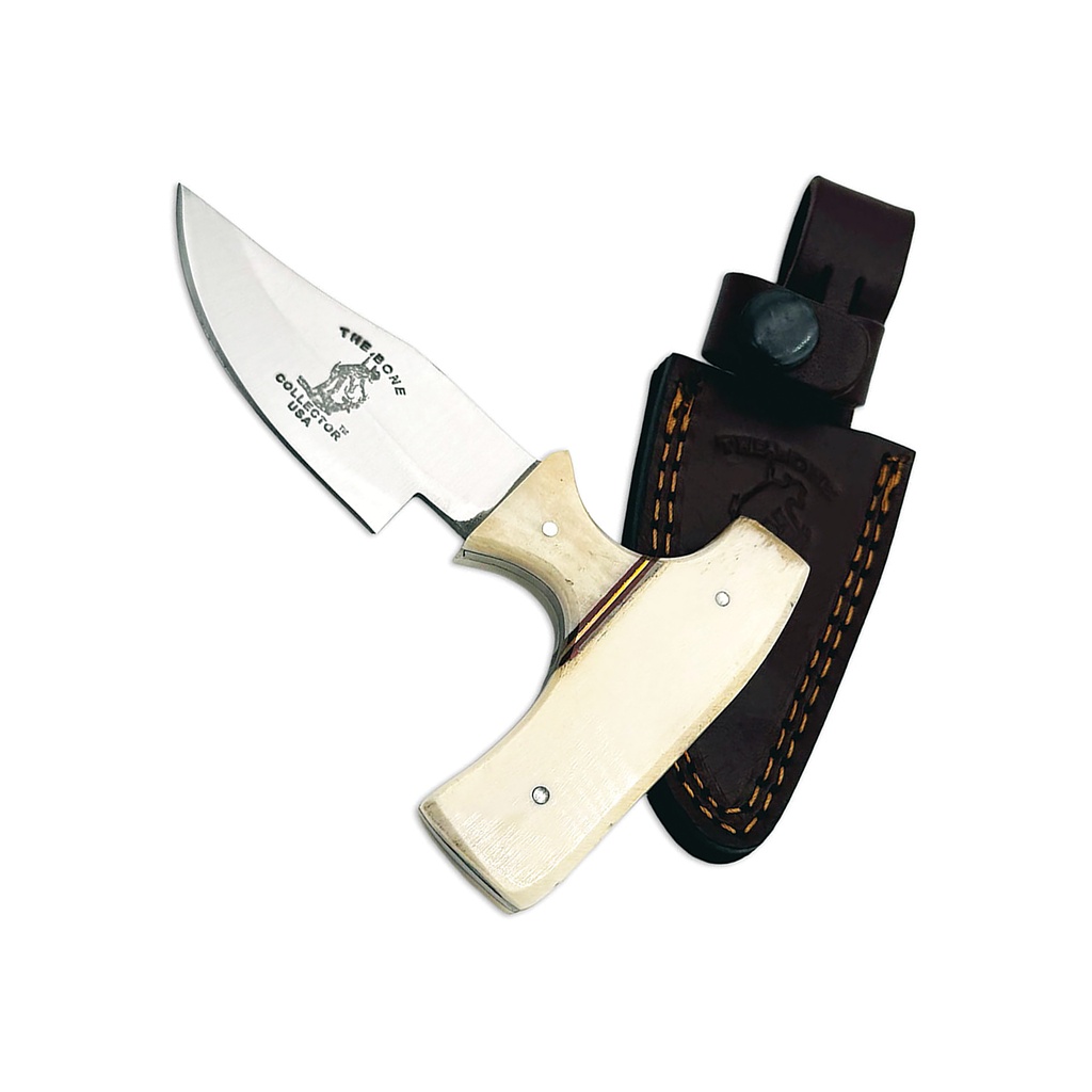 Short Bone Hunter Skinning Knife - White Bone