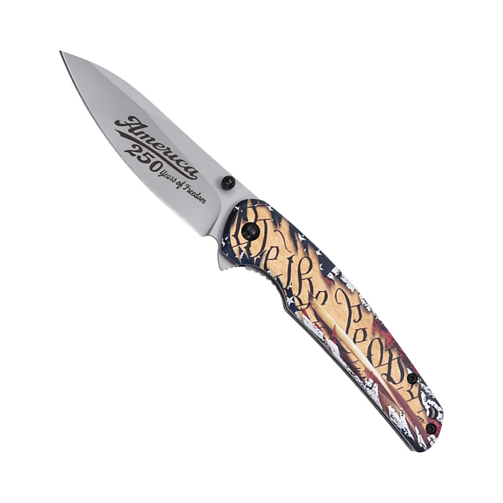 America 250 Tribute Spring Assisted Pocket Knife - Flag Aluminum