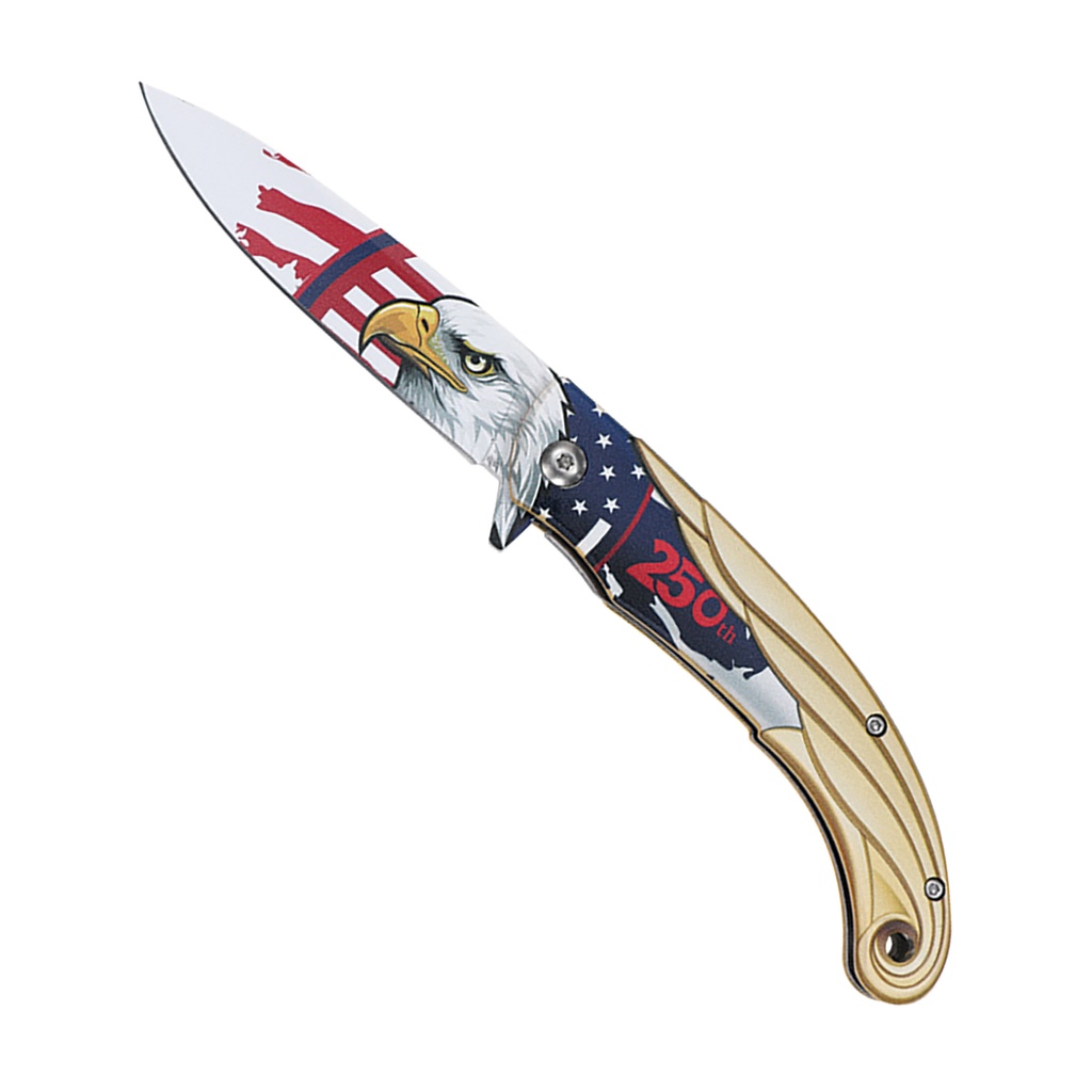 Eagle Legacy Commemorative Spring-Assisted Knife - Gold USA Flag