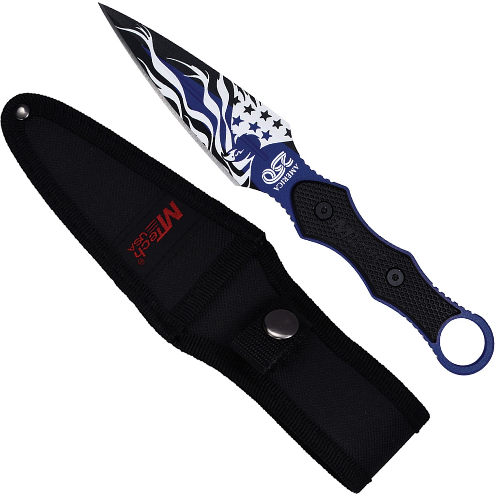Patriot’s Grip Tactical Fixed Blade Knife - Blue Flag