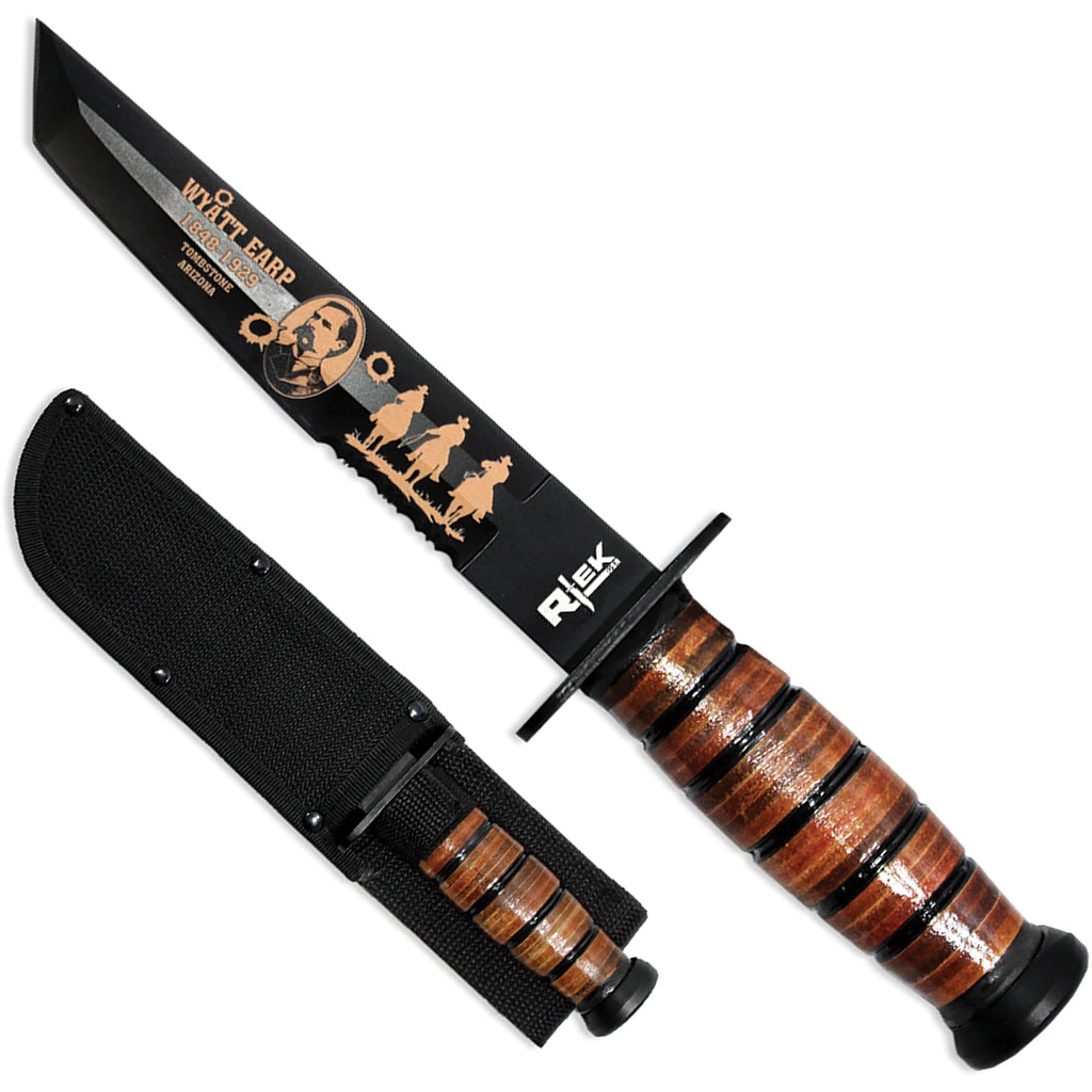 Wyatt Earp Legend Tanto Survival Knife - Black Blade