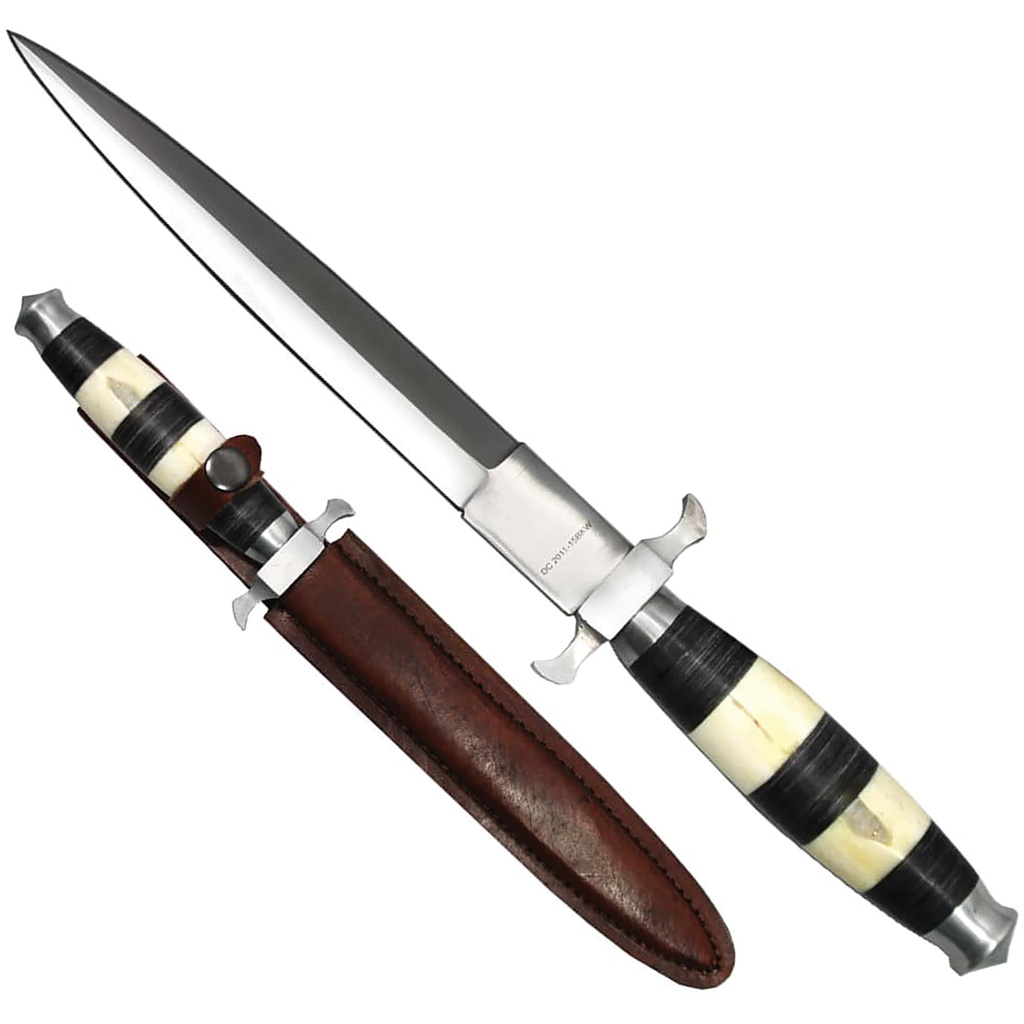Commando Heritage Double-Edge Fighting Knife - White Bone & Black Wood