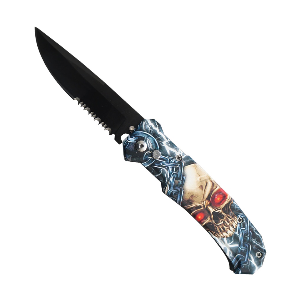 Reaper Sigil Push-Button Automatic Knife - Skull Handle