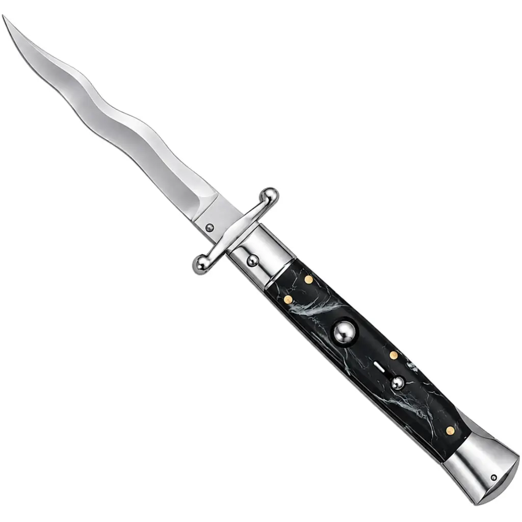 Midnight Vendetta Swing-Guard Stiletto Automatic Knife - Black Pearl