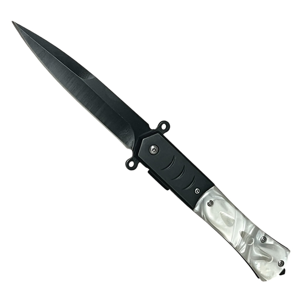 SAMPLE -Marble Mirage Quick-Deploy Stiletto - Pearl White