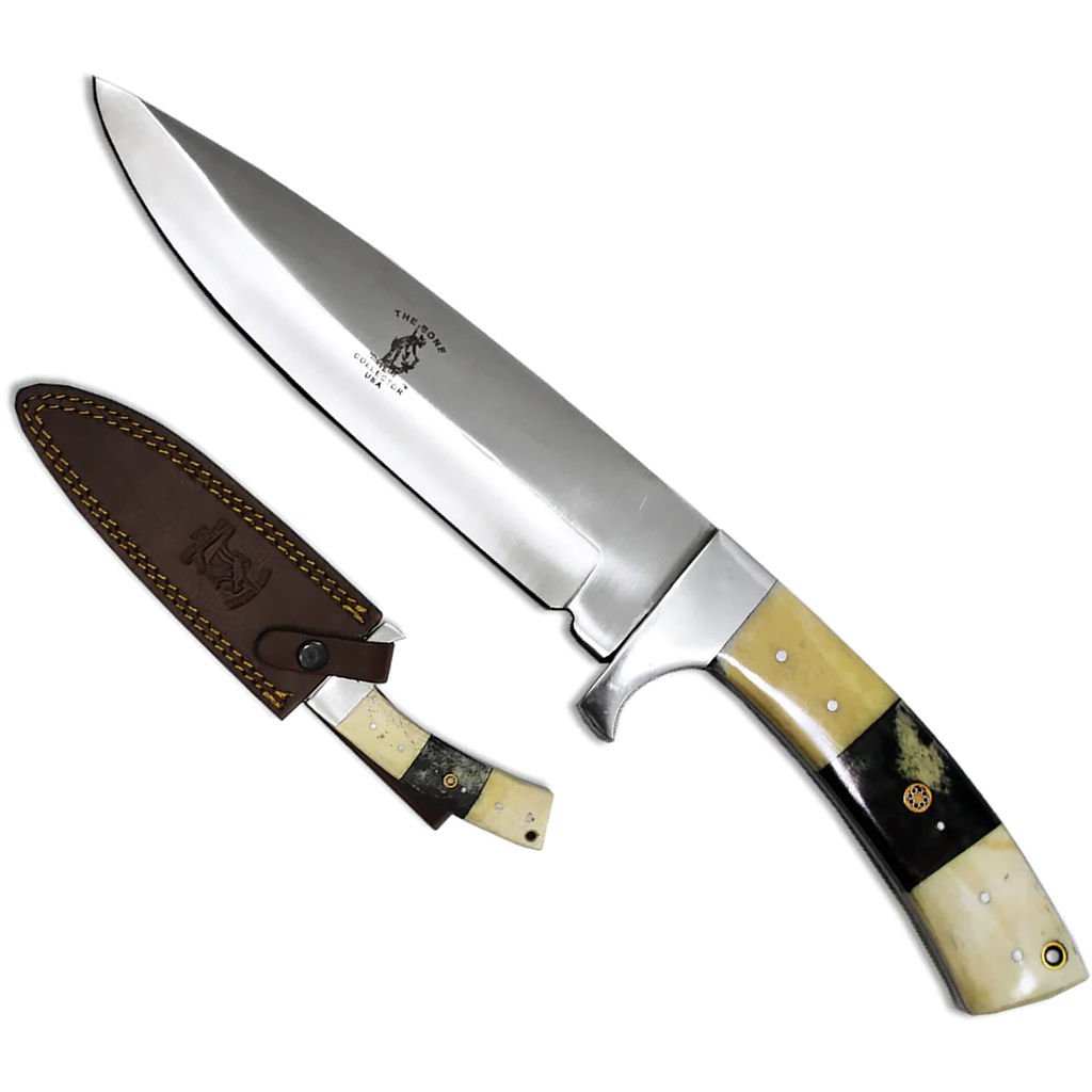 SAMPLE -Ridgeback Heritage Fixed Blade Hunting Knife - White & Black Bone