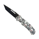 Red-Eye Reaper Tanto Automatic Knife - Matte Black Skull