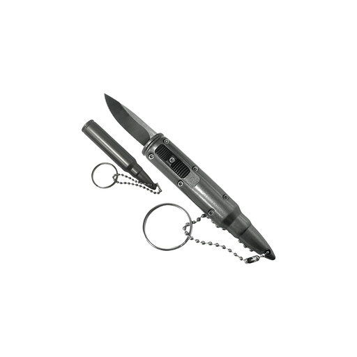 Covert Cartridge Micro OTF Knife Keychain - Black Silver