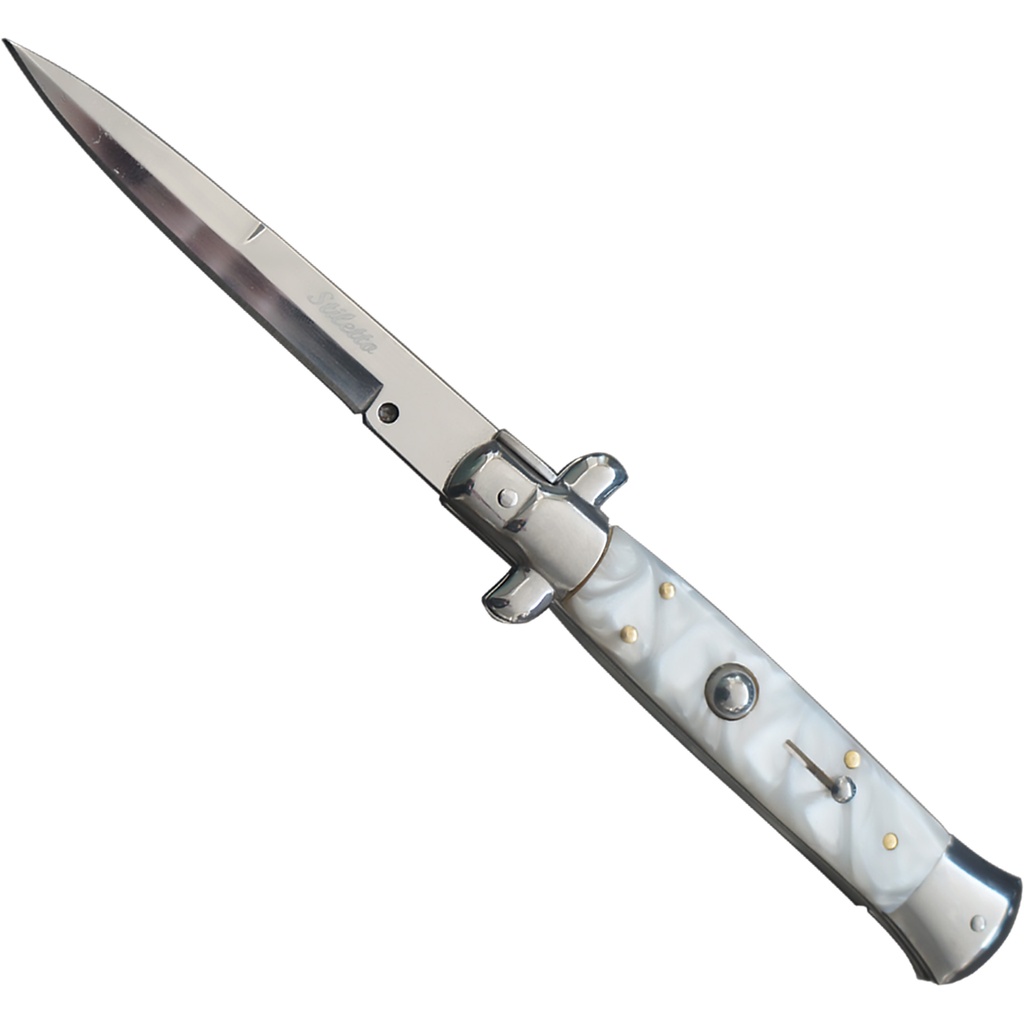 Marble Syndicate Classic Stiletto Switchblade - White Marble