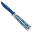 Azure Split Two-Tone Flipping Butterfly Knife - Blue Titanium