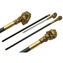 Midnight Sovereign Skull-Pommel Sword Cane - Brass Finish