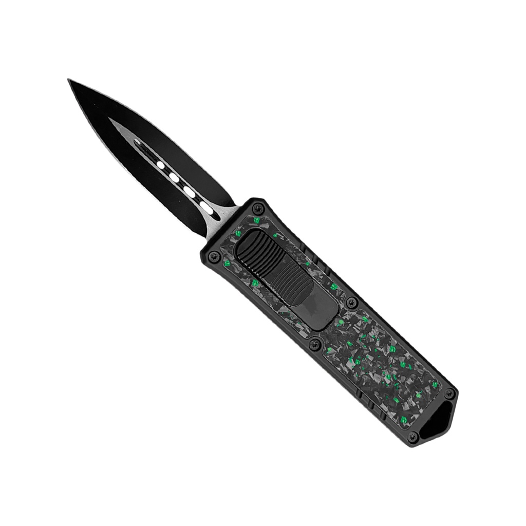 Carbon Current Micro-Deploy OTF Knife - Green Fiber